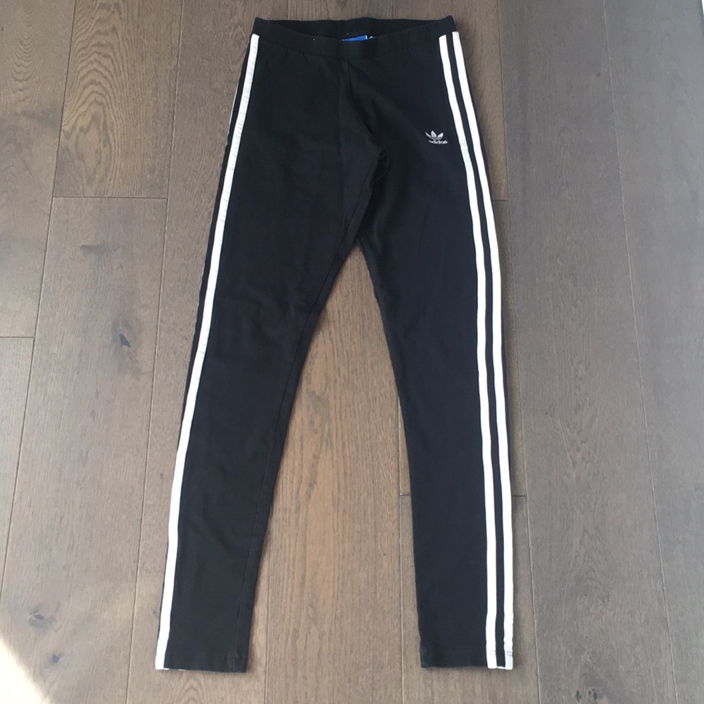 Adidas Black Three White Stripes Leggings